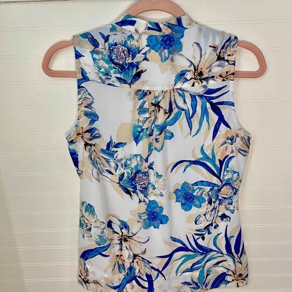 Alfani Petite Blue Floral Print Blouse - Picture 2 of 3